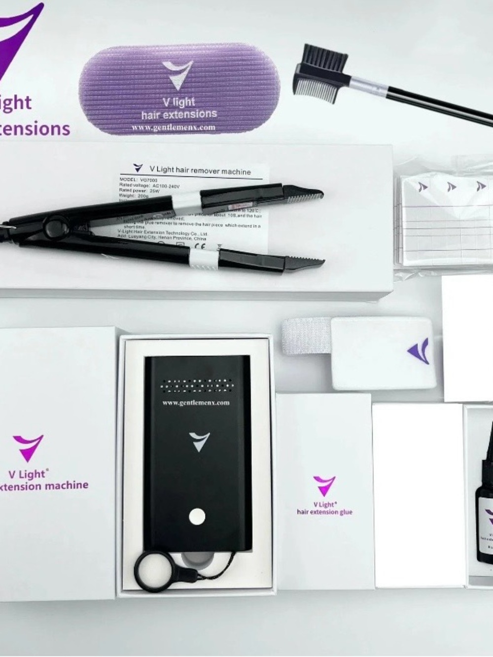 V Light Hair Extension Kit for 100% Human Hair with clear Glue Set V LIGHT Hair
